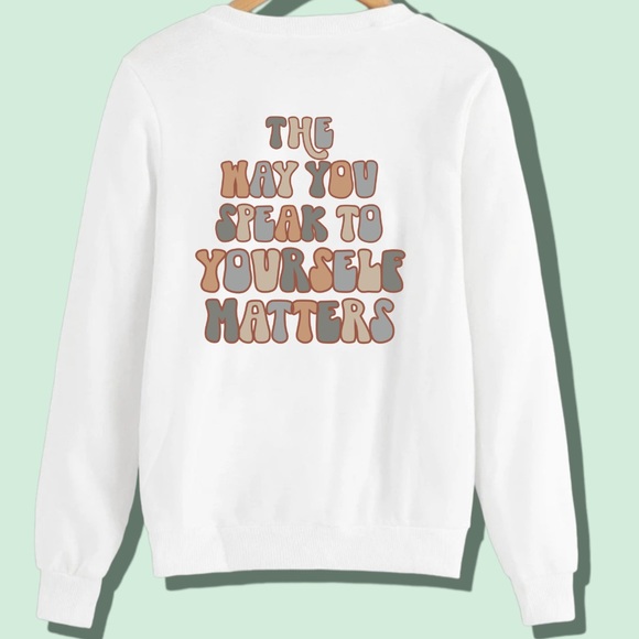 Positive Self Talk “babe” mental health graphic crewneck sweatshirt medium - Picture 6 of 11